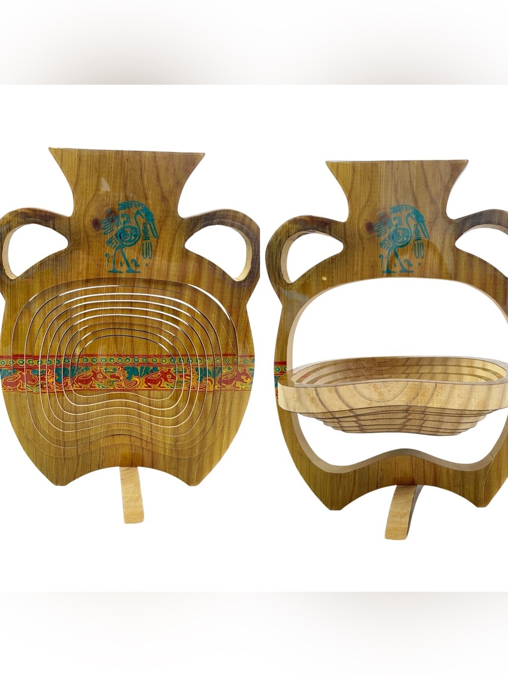 Eqinnoccio Collapsible Lacquered Wood Bowl Shaped Like A Jug Mexico MCM 12”